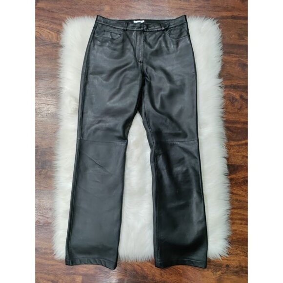 Halogen High Waisted 5 Pocket Bootcut Leather Pants Black Women's Size 4 - Picture 13 of 15